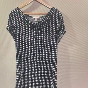 Anna Sui Black and White Geometric Cap Sleeve Tunic